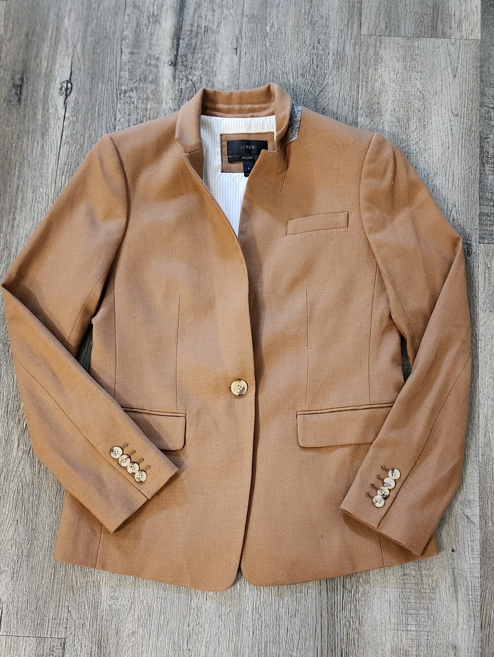 J.Crew Regent Blazer Womens Camel Brown Wool Stand Collar - Picture 11 of 16